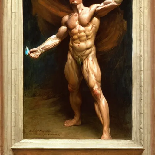 Image similar to an muscular jedi man, anatomy, george frederic watts