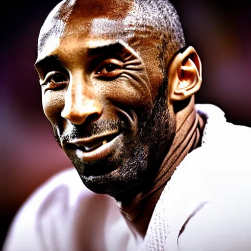 Prompt: portrait of kobe bryant, wrinkled, in his 7 0 s. photograph