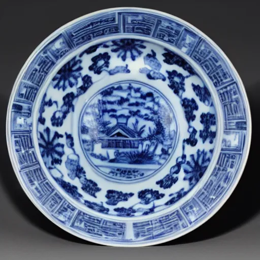 Image similar to photograph of kangxi blue and white porcelain