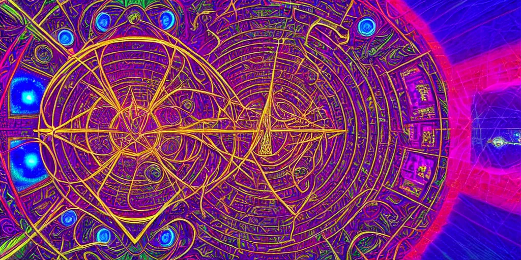 Image similar to dmt spirits, sacred euclidean geometric buildings housing dmt time elves, psychedelic architecture, soul frequency, 8 k resolution, highly detailed,