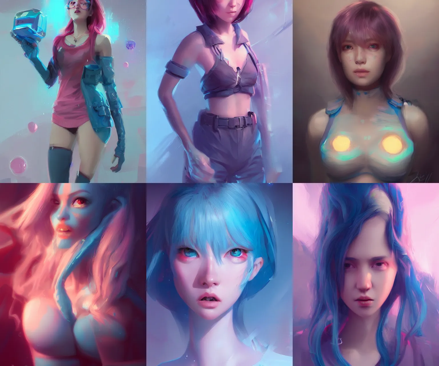 Prompt: Bella ragazza, bubblegum, visualartzi, korean, and blue image, concept art by Neil Blevins, Dave Rapoza, Charlie Bowater, Andree Wallin, highly detailed, ultra detailed, ultra realistic, trending on artstation, cgstudio