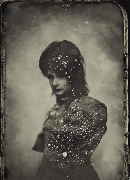 Prompt: old wetplate daguerreotype portrait, explosion of data fragments, fractal, intricate, elegant, highly detailed, parallax, leica, medium format, subsurface scattering, by oskar kokoschka