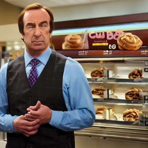 Image similar to Saul Goodman destroys a Cinnabon store