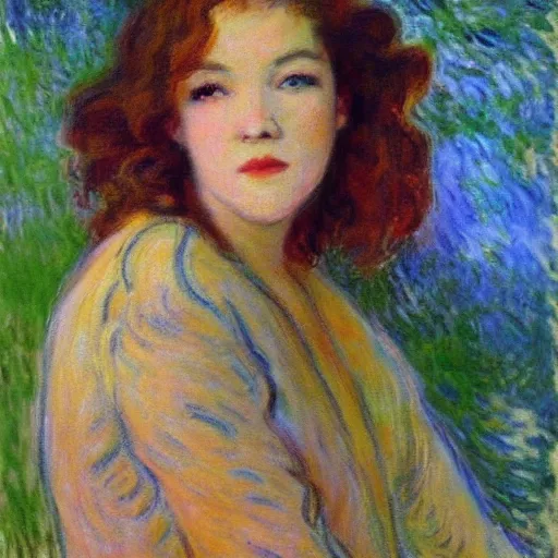 Prompt: portrait of cherry valance by claude monet, impressionist, hd, beautiful, glamorous, award winning, 4 k