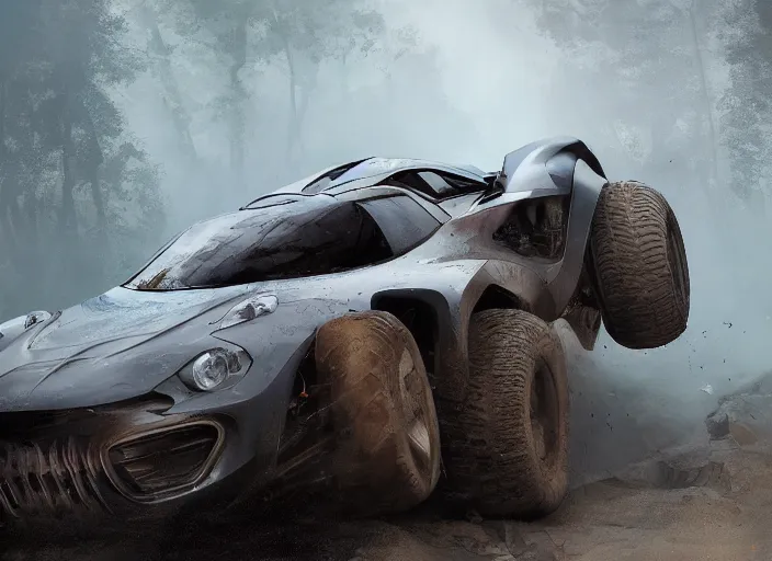 Prompt: a beautiful concept design of an old car converted into offroad sport. car design by cory loftis, fenghua zhong, ryohei hase, ismail inceoglu and ruan jia, henrik fisker and bruce kaiser and scott robertson and dmitry mazurkevich and doruk erdem and jon sibal, volumetric light.