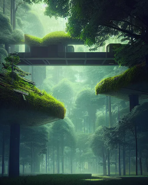 Image similar to reclaimed by nature by beeple, wallpaper, highly detailed, trending on artstation.