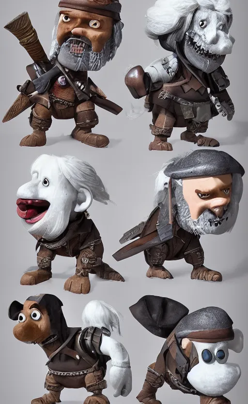 Prompt: Geralt of Rivia in the style of Wallace and Gromit animation