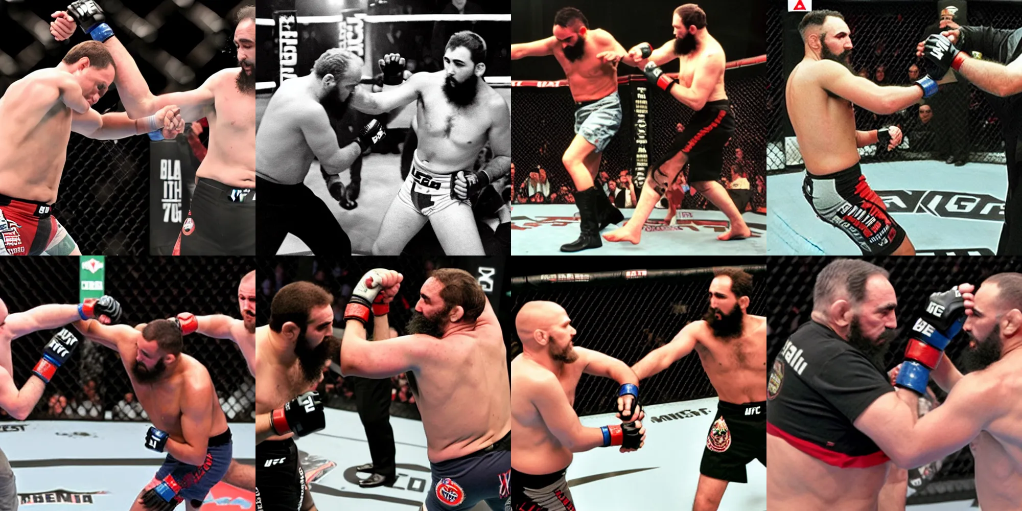 Prompt: Fidel Castro fighting George Bush in the UFC Octagon, ESPN