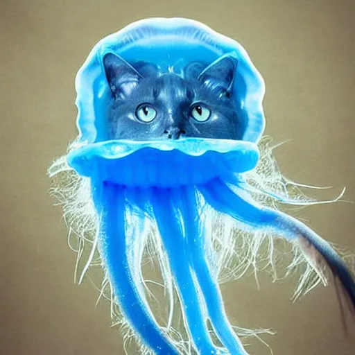 Image similar to a jellyfish - cat - hybrid, animal photography