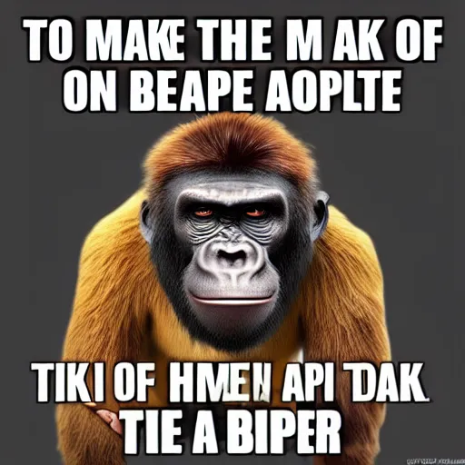 Image similar to to make the ape, one must become the ape