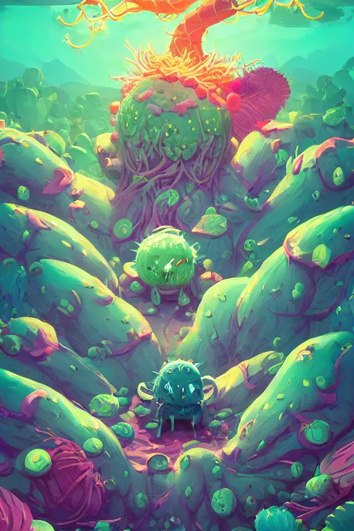 Image similar to roots cactus sushi cristal smurf ghost creature animal sushi cristal very big eye roots cactus elemental flush of force nature micro world fluo fishscale, behance hd by jesper ejsing, by rhads, makoto shinkai and lois van baarle, ilya kuvshinov, rossdraws radiating a glowing aura global illumination ray tracing hdr