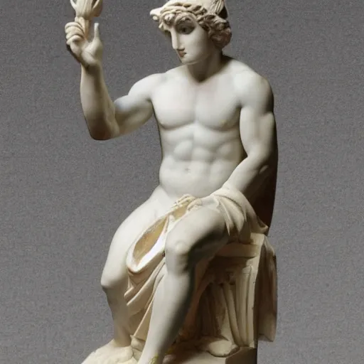 Image similar to greek marble statue of a nekomimi prophet wearing clothes, masterwork sculpture