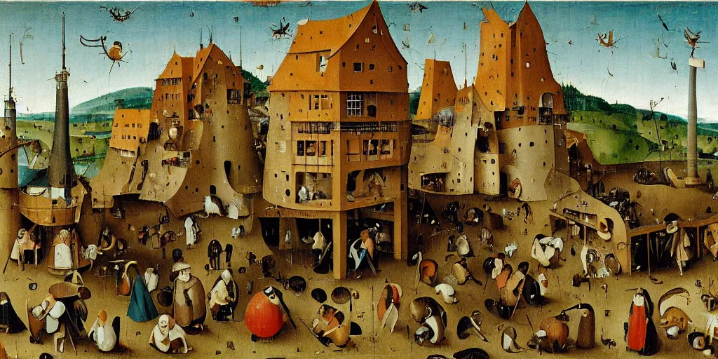 Image similar to a waffle making factory by hieronymus bosch, highly detailed, colorful