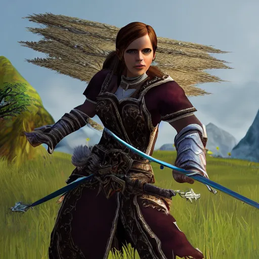 Image similar to emma watson as an archer in world of warcraft 4 k