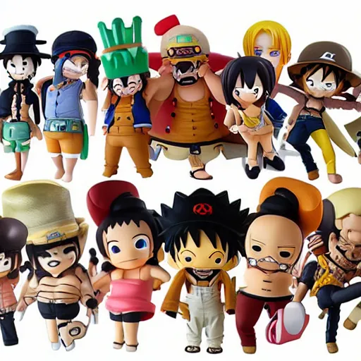 Image similar to high quality portrait flat matte painting of one piece in the style of nendoroid and Toon toys , flat anime style, thick painting, medium close-up