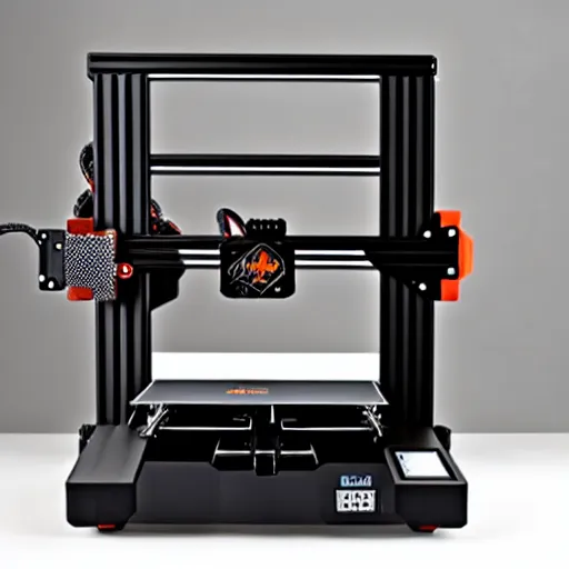 Prompt: prusa 3 d printer high end photoshoot