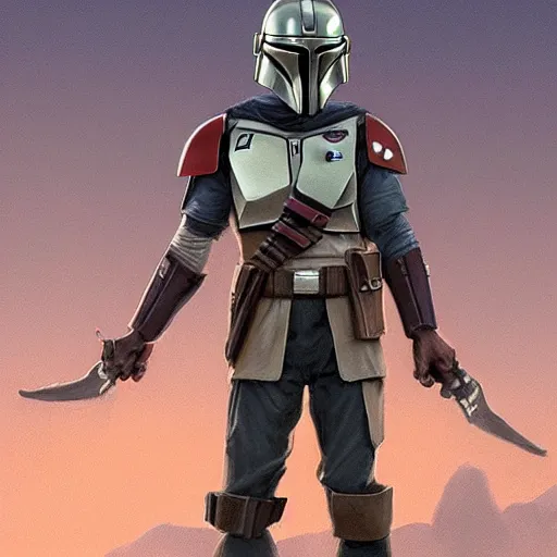 Prompt: a young blonde male jedi with short hair standing still looking at the sunset concept art by Doug Chiang cinematic, realistic painting, high definition, concept art, the Mandalorian concept art style