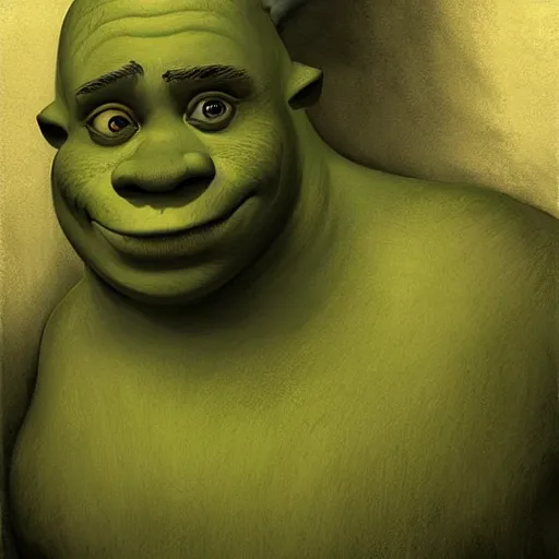 Image similar to Shrek, artwork by Antón Semenov,