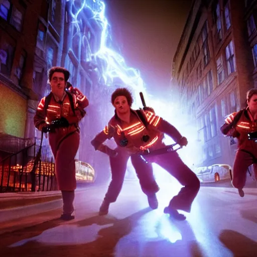 Prompt: Michael Cera as a Ghostbuster in the movie Ghostbusters movie still 8k hdr