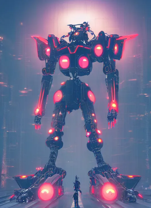 Image similar to intricate digital artwork of a giant japanese anime war mecha by by nuthin'but mech, by kallamity sketchbook, inspired by nier : automata, neon factory background, octane render, cgstation, 4 k resolution