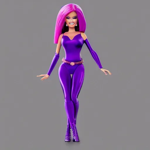 Prompt: Thanos with Barbie outfit, full body portrait, digital art, trending on artstation, illustration