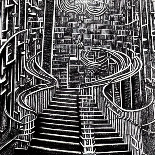 Image similar to endless maze of stairs sketch art jim henson labyrinth