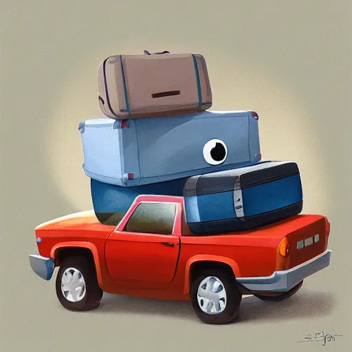 Image similar to goro fujita ilustration 4 x 4 car full of suitcases, painting by goro fujita, sharp focus, highly detailed, artstation