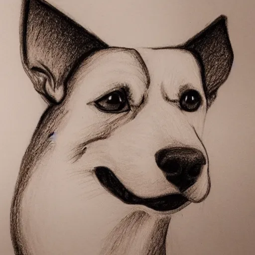 Image similar to a drawing of a surprised dog