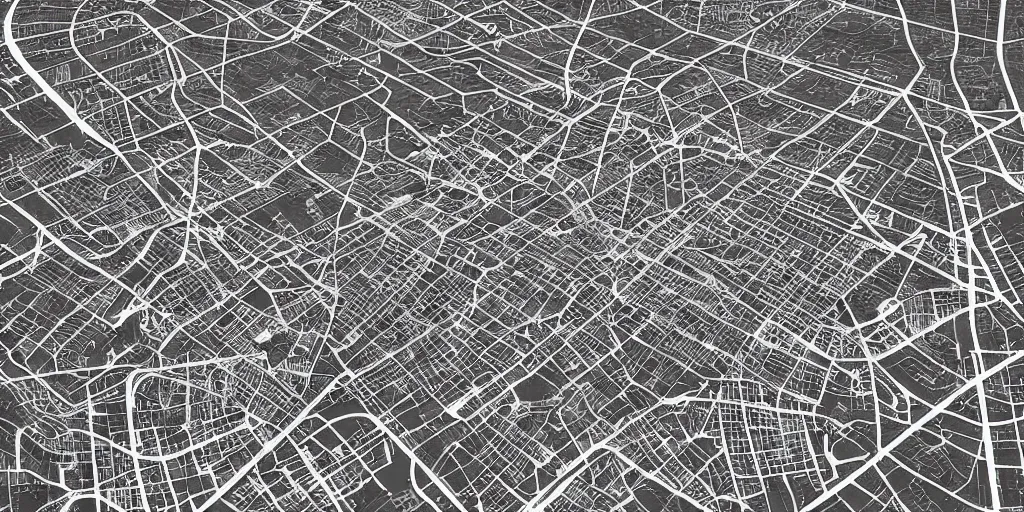 Image similar to hyper detailed city map optical illusion escher air crash