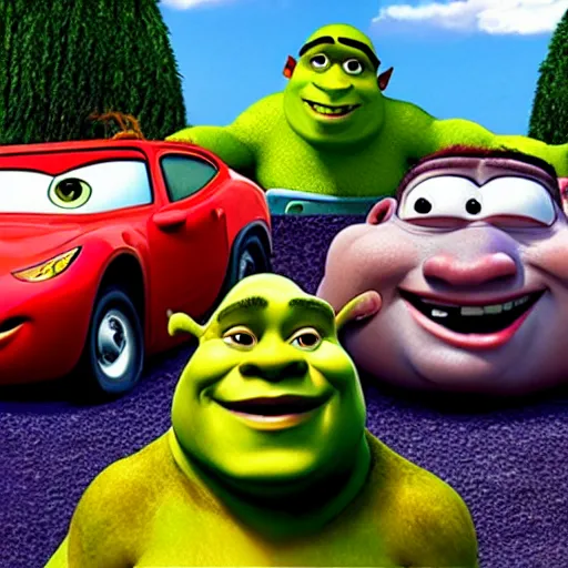 Image similar to shrek in the movie cars