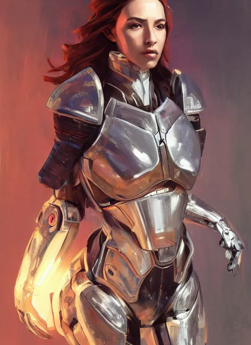 Prompt: a professional painting of a beautiful young female, clothed in cybernetic military armor, olive skin, long dark hair, beautiful bone structure, symmetrical facial features, intricate, elegant, digital painting, concept art, smooth, sharp focus, illustration, from Mass Effect, by Ruan Jia and Mandy Jurgens and Artgerm and William-Adolphe Bouguerea
