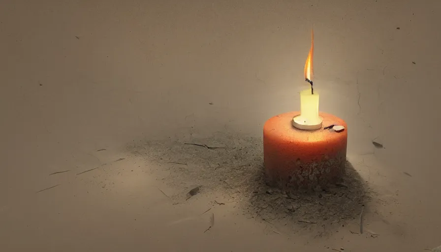 Prompt: candle covered by dust on a dusty floor of an abandoned victorian house, hyperdetailed, artstation, cgsociety, 8 k