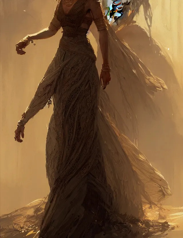 Prompt: portrait of a lady in a long dress, concept art, intricate details, very detailed works by greg rutkowski, gaston bussiere, craig mullins, simon beasley