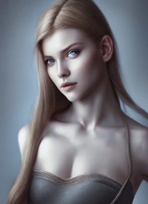 Image similar to a gorgeous scandinavian female photo, professionally retouched, soft lighting, realistic, smooth face, full body shot, torso, dress, perfect eyes, sharp focus on eyes, 8 k, high definition, insanely detailed, intricate, elegant, art by artgerm and jason chan