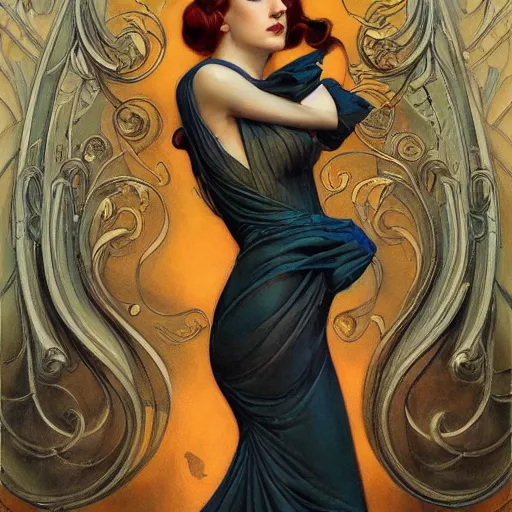 Prompt: a streamline moderne art nouveau painting in the style of donato giancola, and in the style of charlie bowater, and in the style of charles dulac. symmetry, smooth, sharp focus, semi - realism, intricate ultra fine detail.