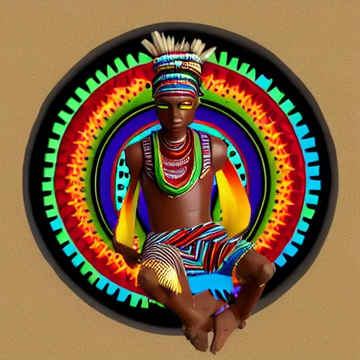 Image similar to african tribal chief vinyl art toy, 3 d render,