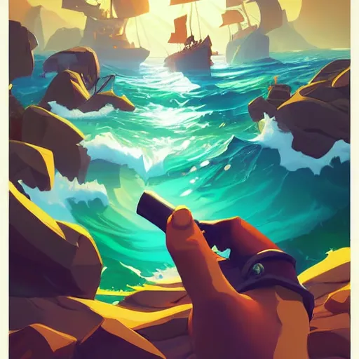 Image similar to painting treasure on sea of thieves game smooth median photoshop filter cutout vector, behance hd by jesper ejsing, by rhads, makoto shinkai and lois van baarle, ilya kuvshinov, rossdraws global illumination