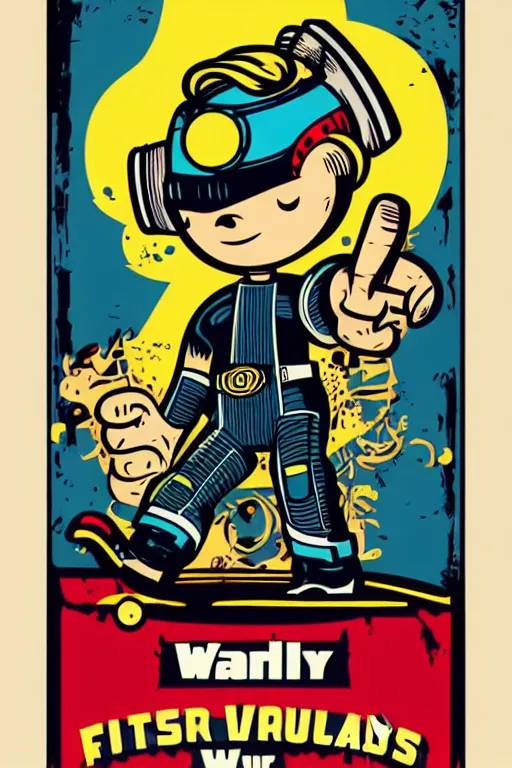 Image similar to fallout 7 6 retro futurist illustration art by butcher billy, sticker, colorful, illustration, highly detailed, simple, smooth and clean vector curves, no jagged lines, vector art, smooth andy warhol style