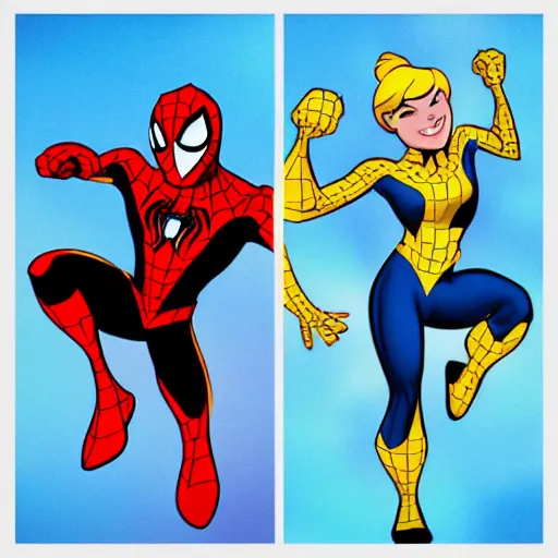 Image similar to princess spiderman, in the disney marvel style,