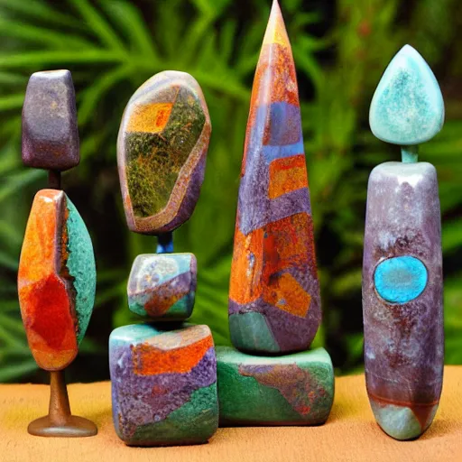 Image similar to gemstone forest, tribal art