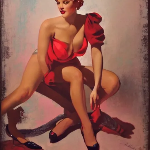 Image similar to a gil elvgren painting