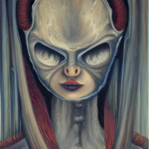 Image similar to foxgirl , oil painting by Giger
