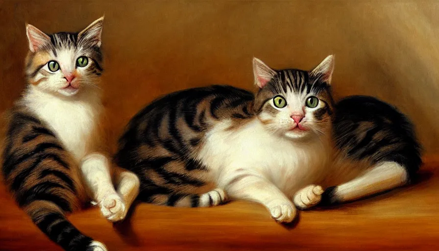 Image similar to highly detailed painting of cats with really really tall legs by william turner, thick brush strokes and visible paint layers, 4 k resolution