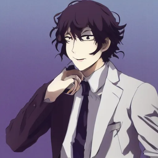 Prompt: Dazai from Bungou Stray Dogs drinking mate