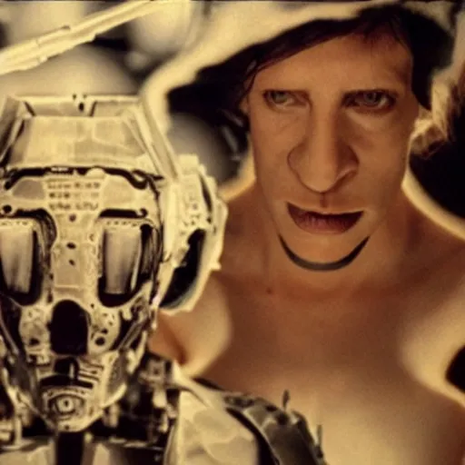 Prompt: movie still of a cyborg, cinematic composition, cinematic light, by alejandro jodorowsky and david cronenberg