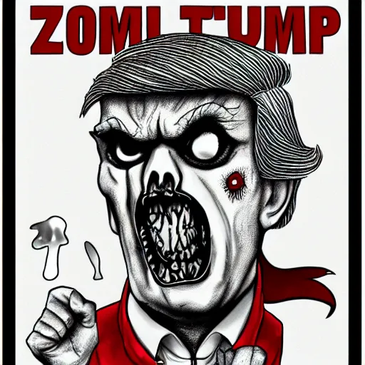 Prompt: zombie donald trump angry
