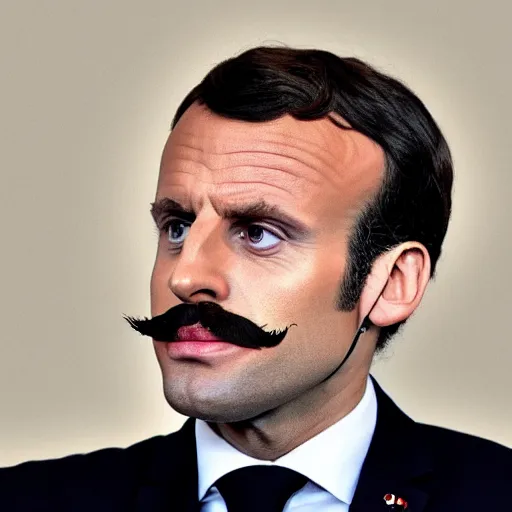 Image similar to Emmanuel macron with Freddie Mercury mustache, big mustache