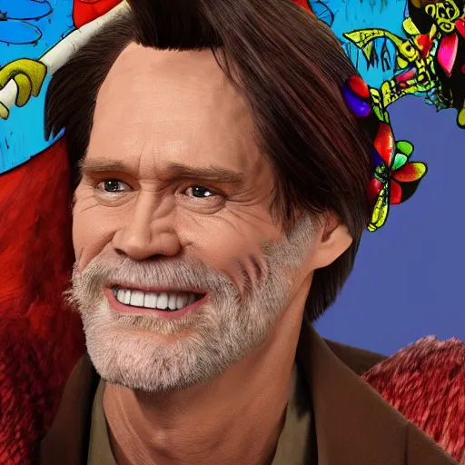 Image similar to cartoon of jim carrey by terry gilliam, hd, detailed, 4 k, award winning