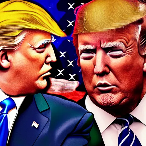 Image similar to a portrait of donald trump and joe biden having a fist fight, art station, digital art