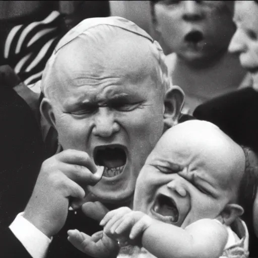 Image similar to john paul ii screaming at child